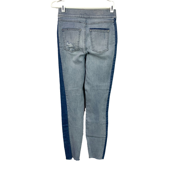 Spanx Side Stripe Skinny Pull On Light Blue Wash Jeans Size Small 20234R - Picture 7 of 11